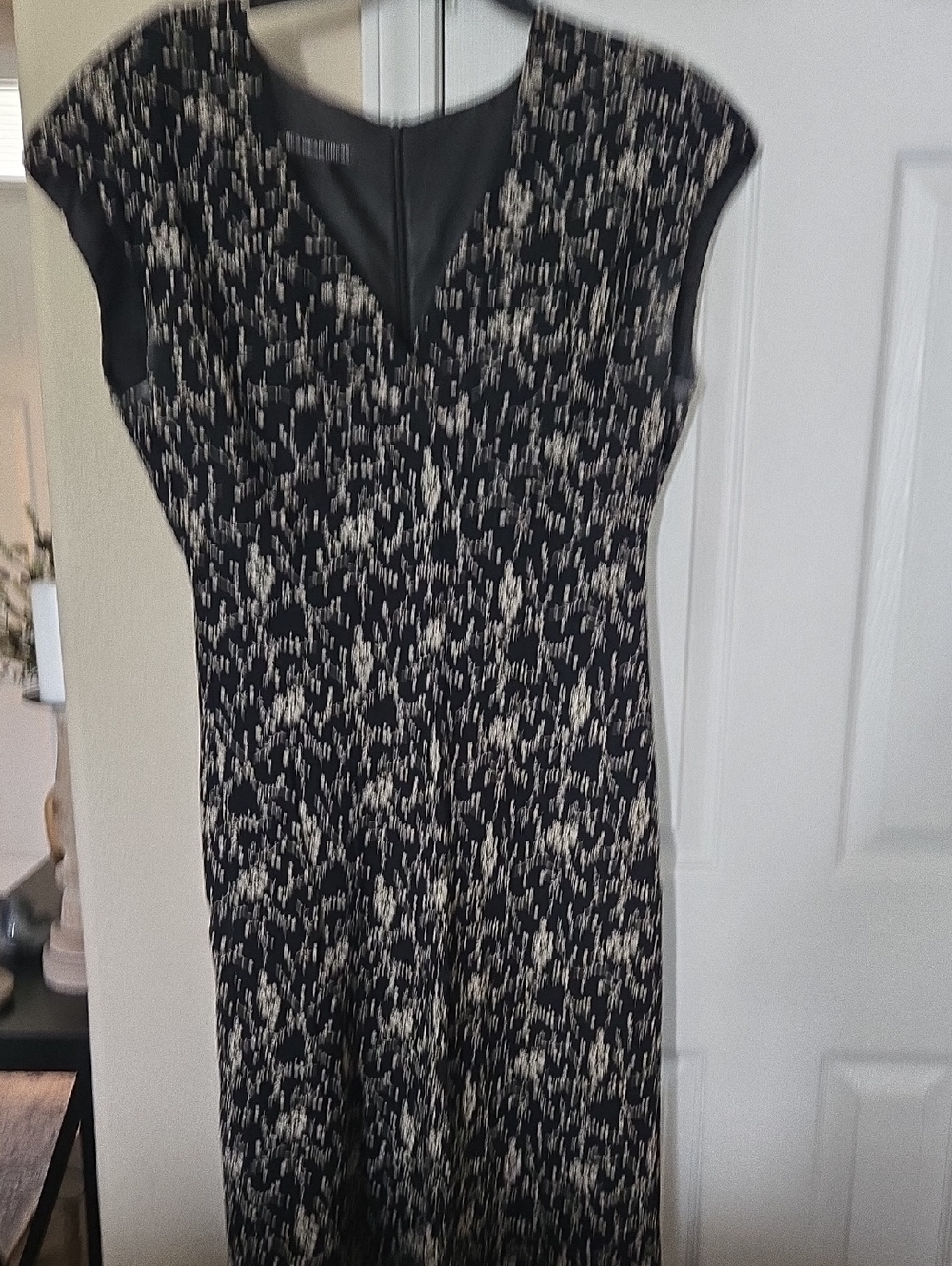 Jones Wear Black Midi Dress with Cream Speckle Print